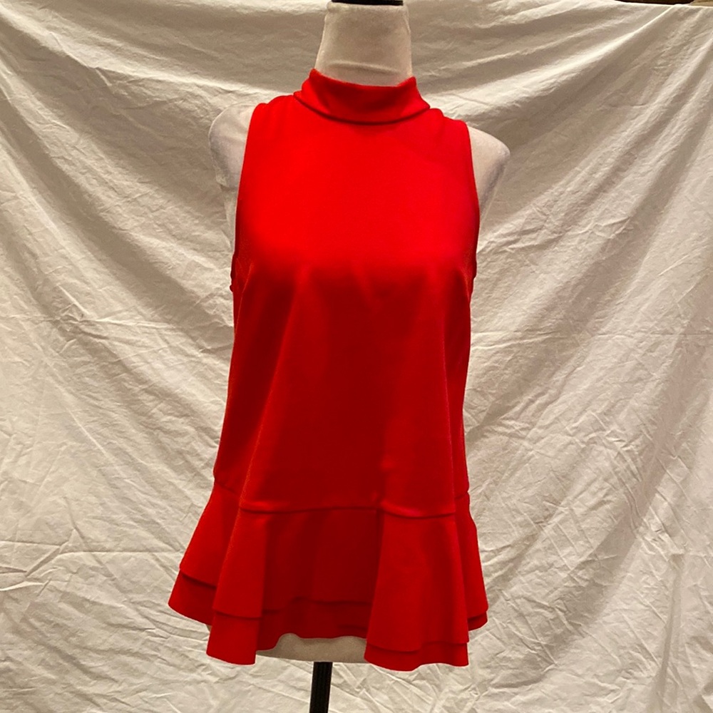 Anthropologie red sleeveless peplum top